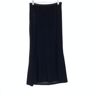Graver Studio A-Line Midi Skirt Womens Sz M Pull On Waist Black Velvet Velour